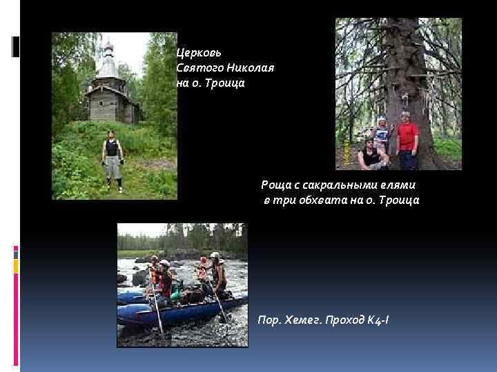 Церковь Святого Николая на о. Троица Роща с сакральными елями в три обхвата на