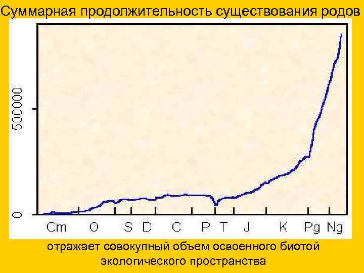 Суммарная продолжительность существования родов отражает совокупный объем освоенного биотой экологического пространства 