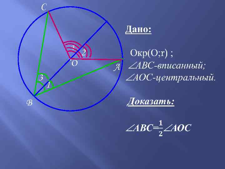 C 4 ● О 3 B 1 2 А 