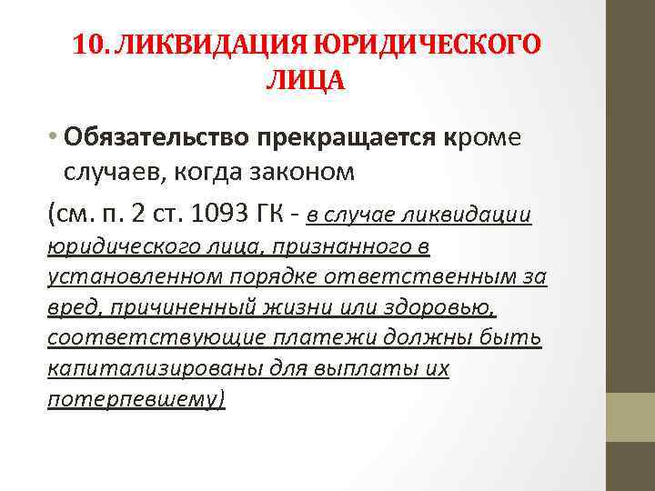 Основания прекращения обязательств в гражданском праве презентация