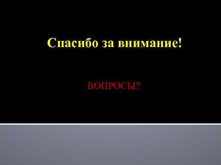 Спасибо за внимание! ВОПРОСЫ? 