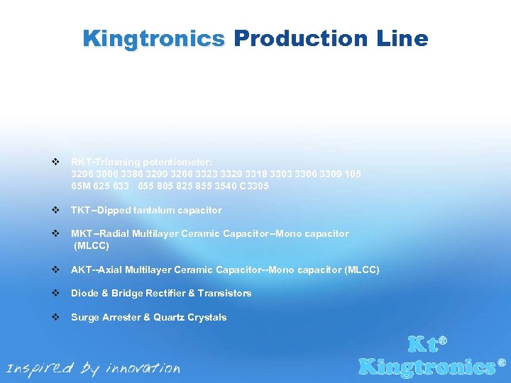 Kingtronics Production Line v RKT-Trimming potentiometer: 3296 3006 3386 3299 3266 3323 3329 3318