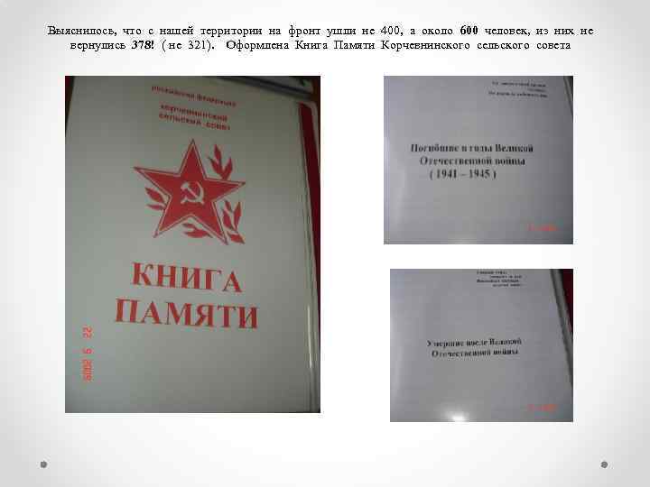 Выяснилось, что с нашей территории на фронт ушли не 400, а около 600 человек,