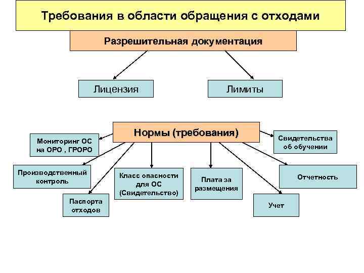 Требования в области обращения с отходами Разрешительная документация Лицензия Мониторинг ОС на ОРО ,