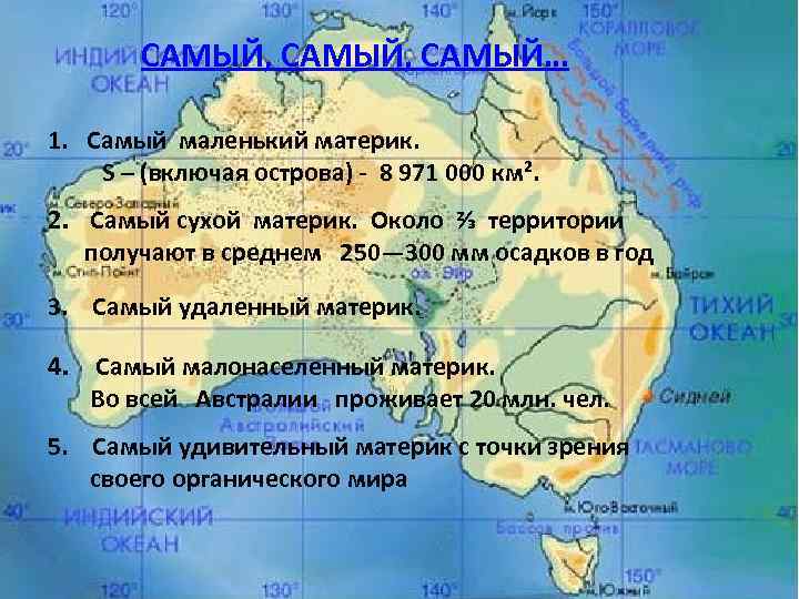 САМЫЙ, САМЫЙ… 1. Самый маленький материк. S – (включая острова) - 8 971 000