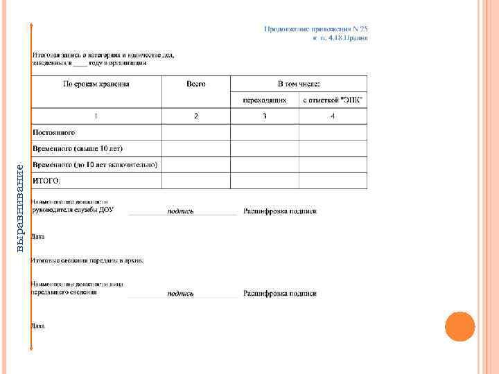 выравнивание 