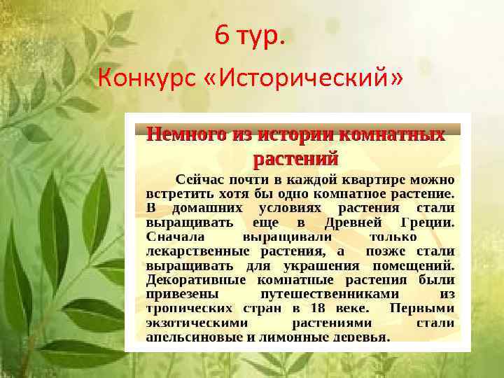 6 тур. Конкурс «Исторический» 