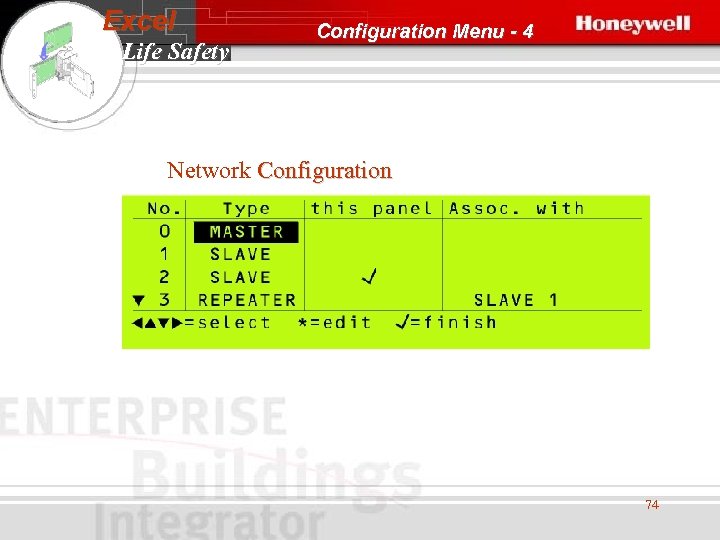 Excel Life Safety Configuration Menu - 4 Network Configuration 74 
