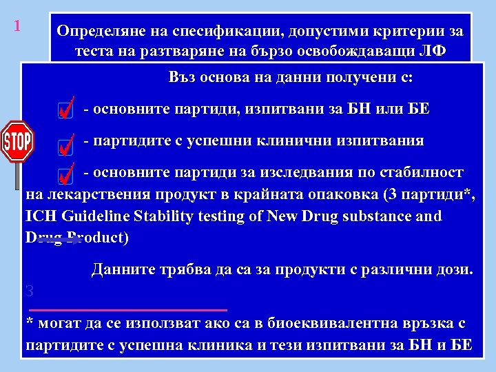 1 Определяне на спесификации, допустими критерии за теста на разтваряне на бързо освобождаващи ЛФ
