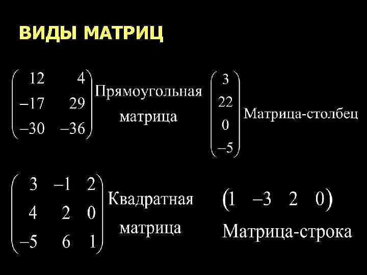 ВИДЫ МАТРИЦ 5 