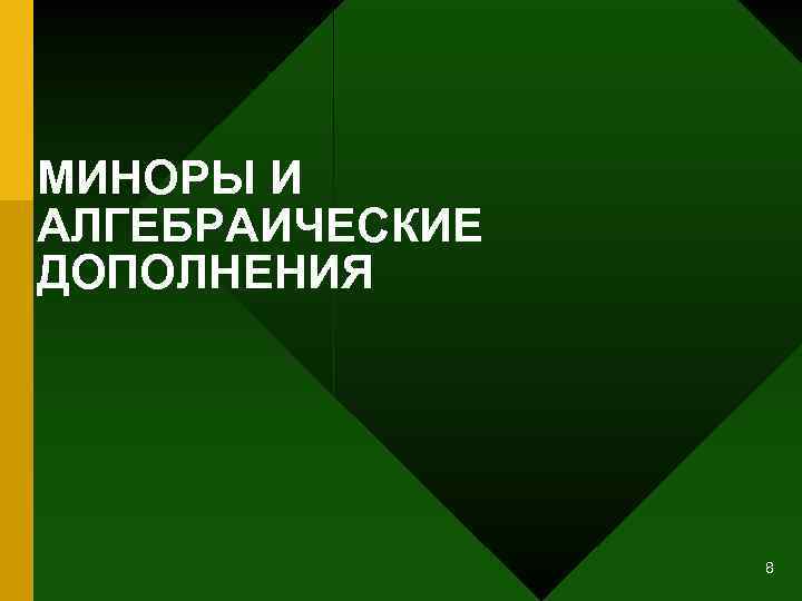 МИНОРЫ И АЛГЕБРАИЧЕСКИЕ ДОПОЛНЕНИЯ 8 