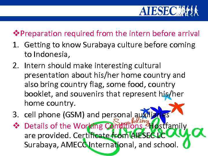 v. Preparation required from the intern before arrival 1. Getting to know Surabaya culture