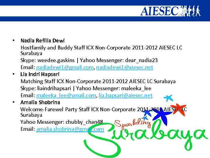  • Nadia Refilia Dewi Hostfamily and Buddy Staff ICX Non-Corporate 2011 -2012 AIESEC