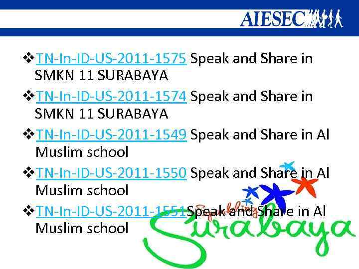 v. TN-In-ID-US-2011 -1575 Speak and Share in SMKN 11 SURABAYA v. TN-In-ID-US-2011 -1574 Speak