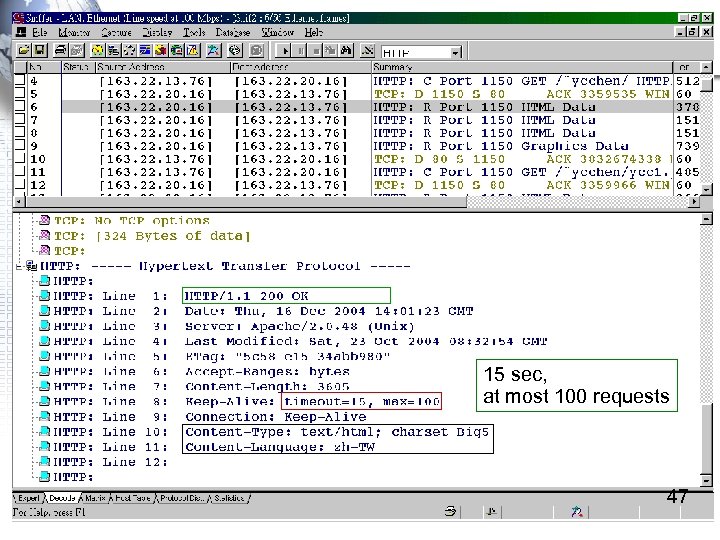 15 sec, at most 100 requests 47 