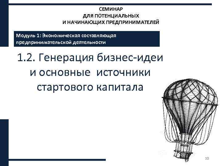 СЕМИНАР ДЛЯ ПОТЕНЦИАЛЬНЫХ И НАЧИНАЮЩИХ ПРЕДПРИНИМАТЕЛЕЙ Модуль 1: Экономическая составляющая предпринимательской деятельности 1. 2.