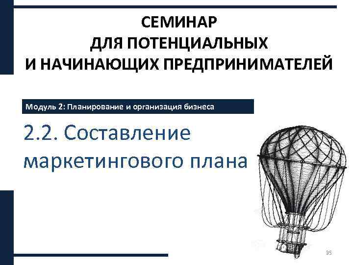 СЕМИНАР ДЛЯ ПОТЕНЦИАЛЬНЫХ И НАЧИНАЮЩИХ ПРЕДПРИНИМАТЕЛЕЙ Модуль 2: Планирование и организация бизнеса 2. 2.