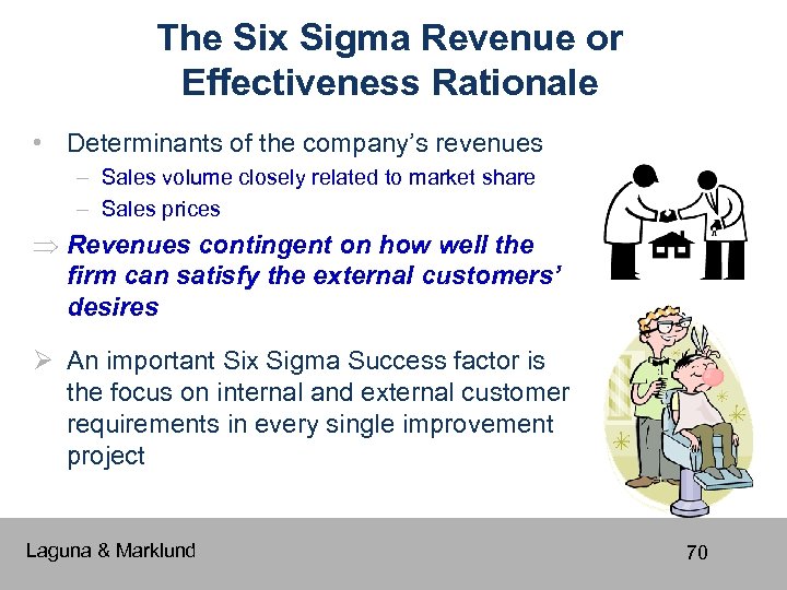 The Six Sigma Revenue or Effectiveness Rationale • Determinants of the company’s revenues –