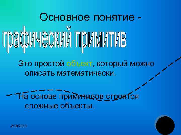 Основное понятие - Это простой объект, который можно объект описать математически. На основе примитивов