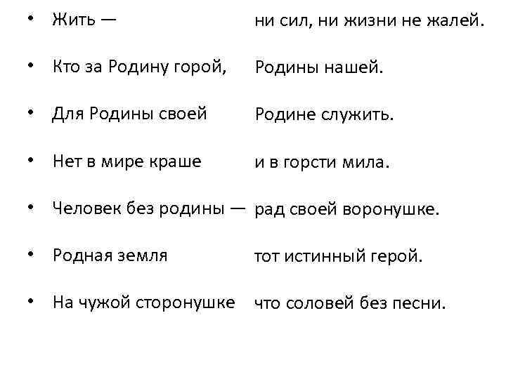  • Жить — ни сил, ни жизни не жалей. • Кто за Родину