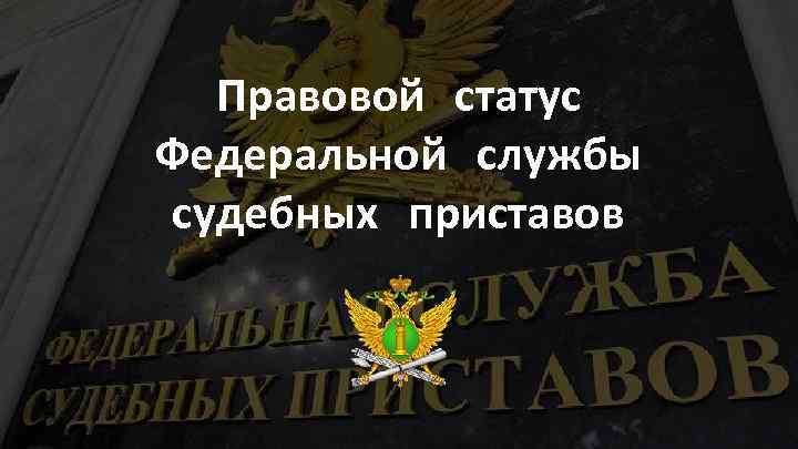 Правовой статус Федеральной службы судебных приставов 