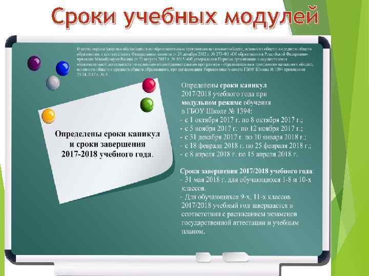 Сроки учебных модулей 