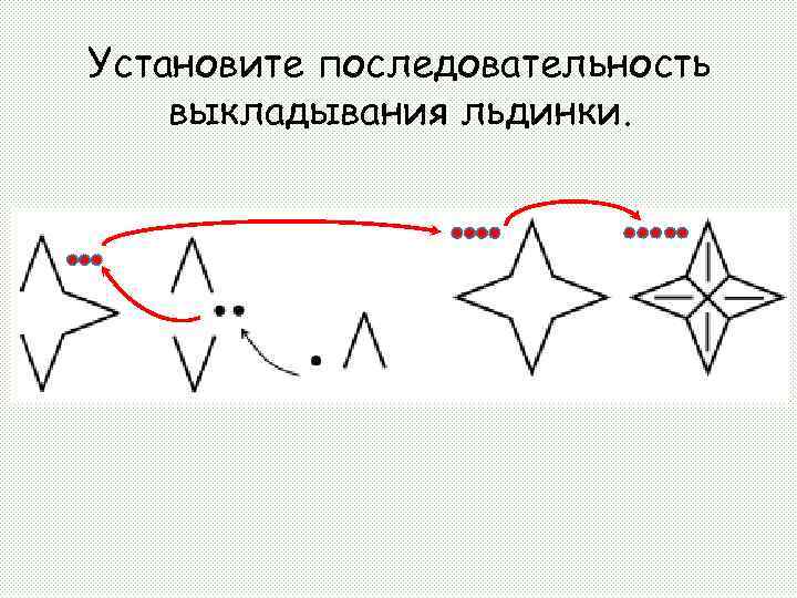 Установите последовательность выкладывания льдинки. 