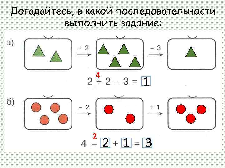 Догадайтесь, в какой последовательности выполнить задание: 4 2 1 3 