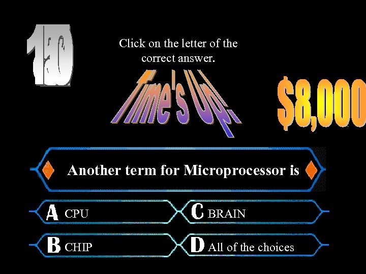Click on the letter of the correct answer. Another term for Microprocessor is CPU