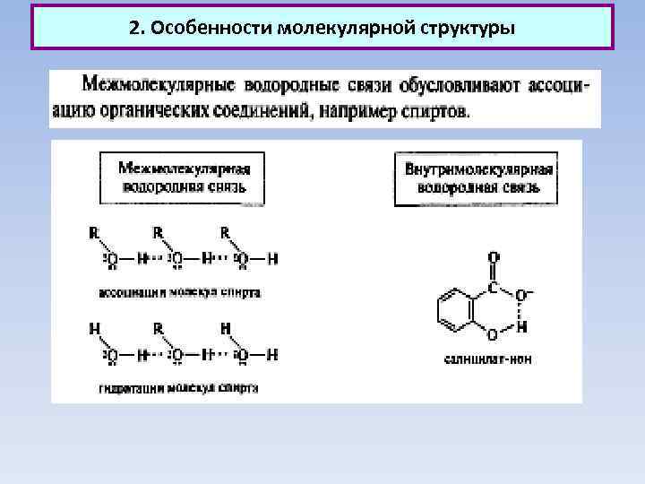 2. Особенности молекулярной структуры 