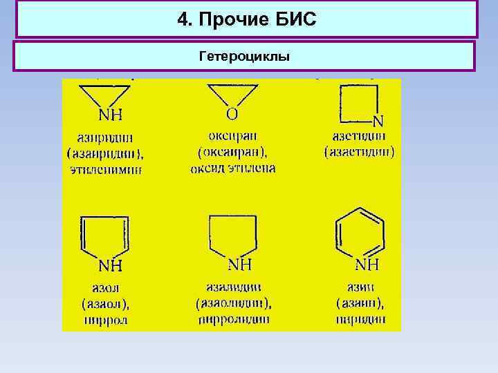 4. Прочие БИС Гетероциклы 