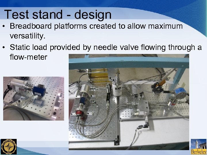 Test stand - design • Breadboard platforms created to allow maximum versatility. • Static