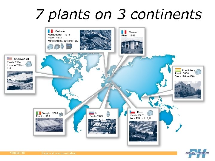 7 plants on 3 continents 18/03/2018 External communication 