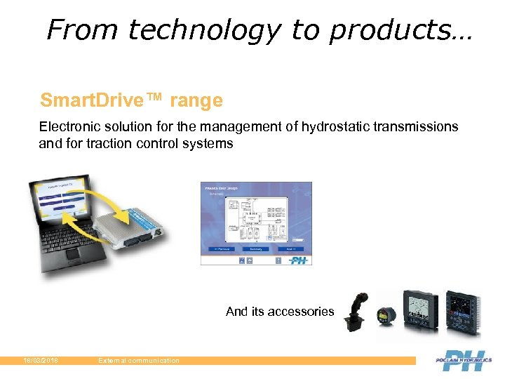 From technology to products… Smart. Drive™ range Electronic solution for the management of hydrostatic