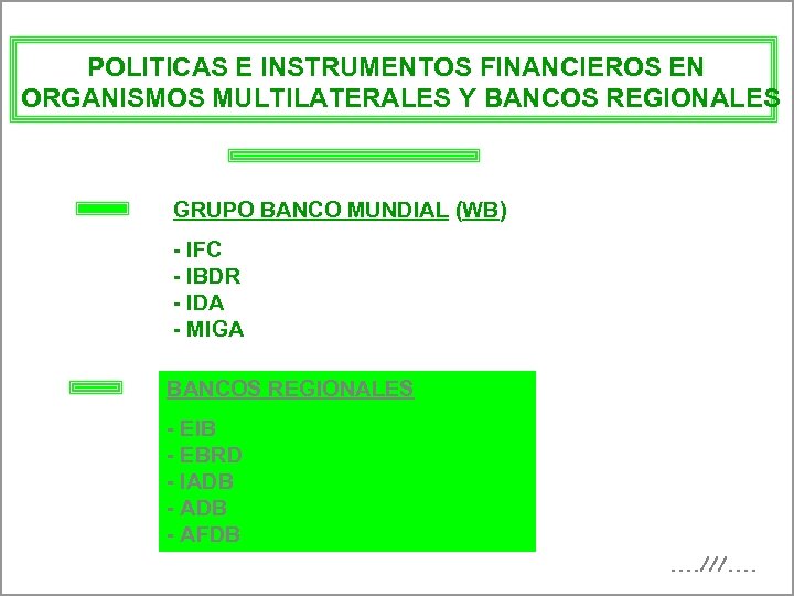 POLITICAS E INSTRUMENTOS FINANCIEROS EN ORGANISMOS MULTILATERALES Y BANCOS REGIONALES GRUPO BANCO MUNDIAL (WB)