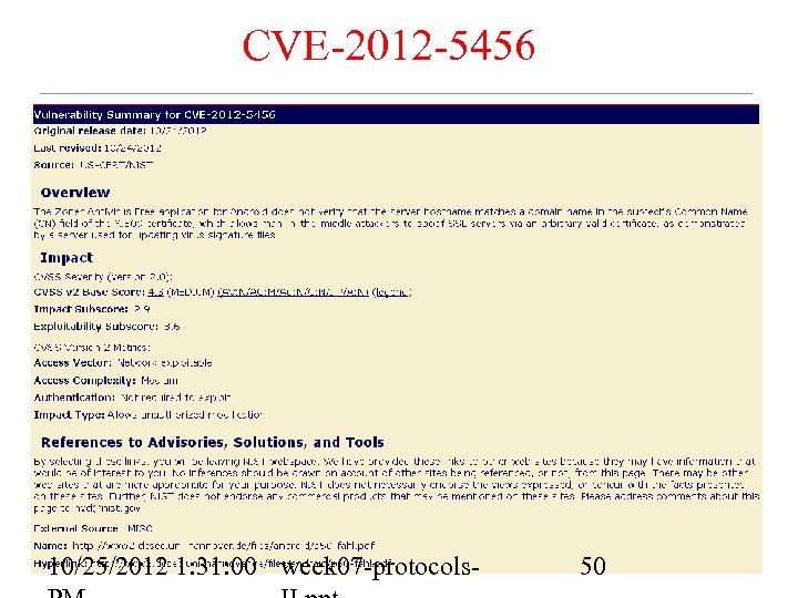 CVE-2012 -5456 10/25/2012 1: 31: 00 week 07 -protocols- 50 