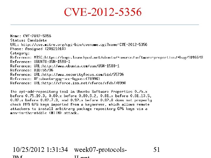 CVE-2012 -5356 10/25/2012 1: 34 week 07 -protocols- 51 