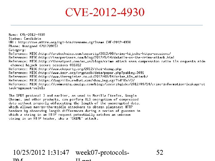 CVE-2012 -4930 10/25/2012 1: 31: 47 week 07 -protocols- 52 