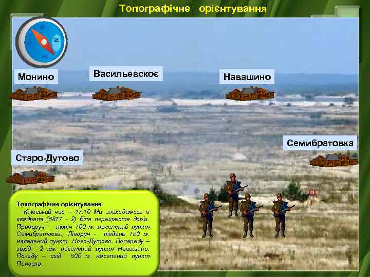 Топографічне орієнтування Монино Васильевскоє Навашино Семибратовка Старо-Дутово Топографічне орієнтування Київський час – 17. 10