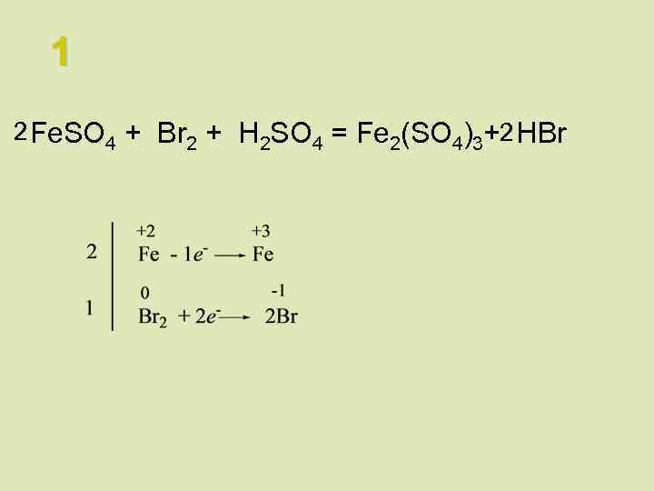 1 2 Fe. SO 4 + Br 2 + H 2 SO 4 =