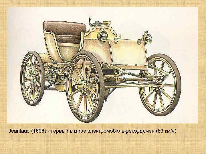 Jeantaud (1898) - первый в мире электромобиль-рекордсмен (63 км/ч) 