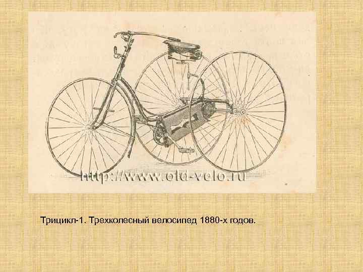 Трицикл-1. Трехколесный велосипед 1880 -х годов. 