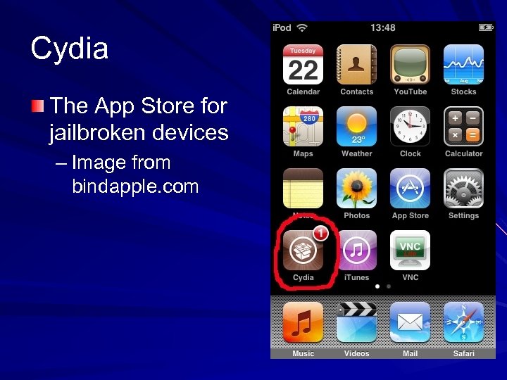 Cydia The App Store for jailbroken devices – Image from bindapple. com 