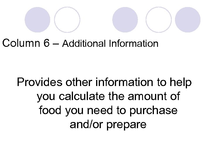 Column 6 – Additional Information Provides other information to help you calculate the amount