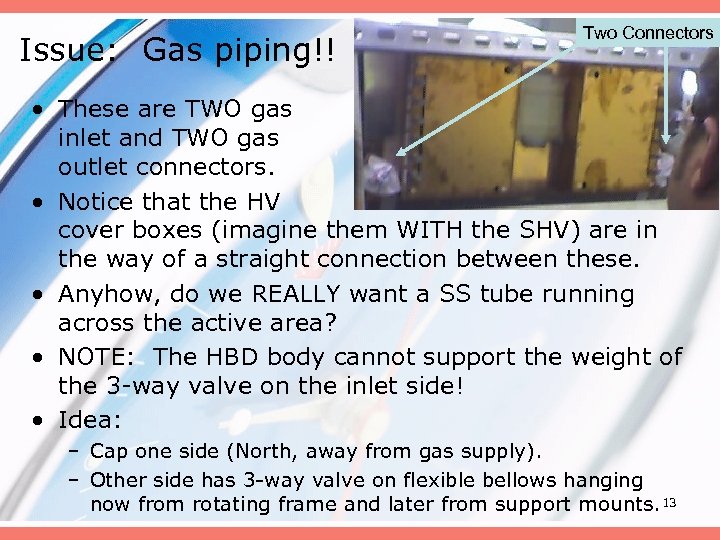 Issue: Gas piping!! Two Connectors • These are TWO gas inlet and TWO gas