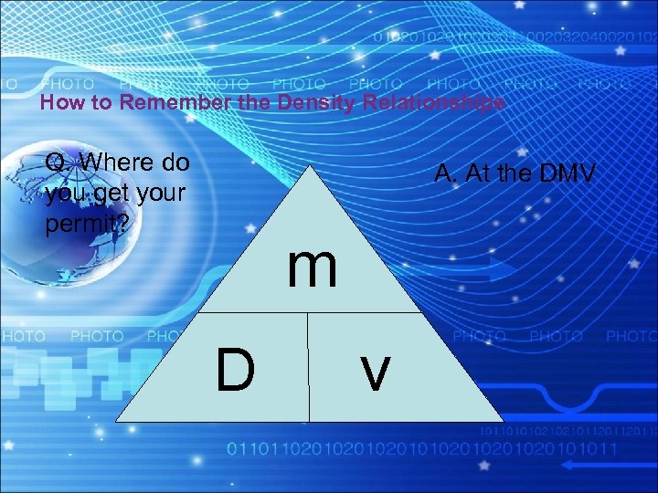 How to Remember the Density Relationships Q. Where do you get your permit? A.