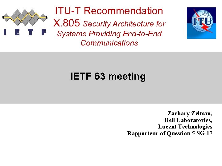 ITU-T Recommendation X 805 Security Architecture For Systems