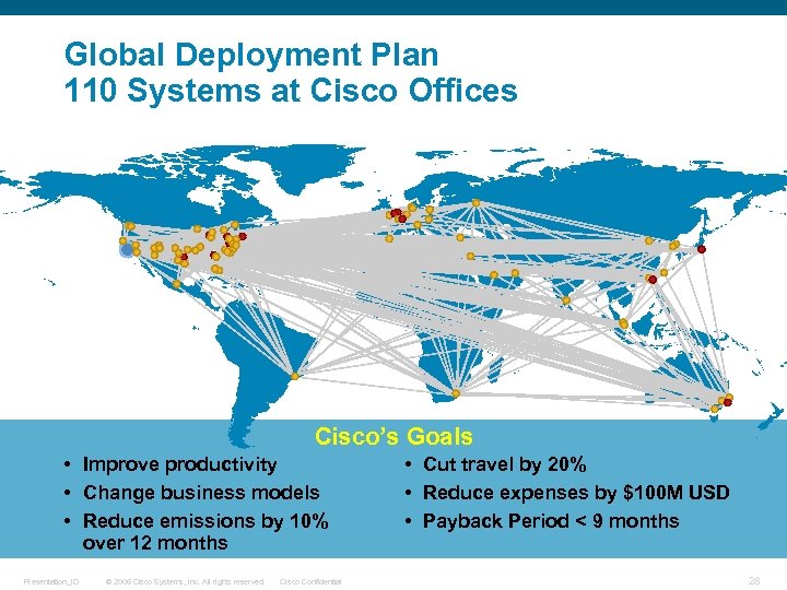 Global Deployment Plan 110 Systems at Cisco Offices Cisco’s Goals • Improve productivity •