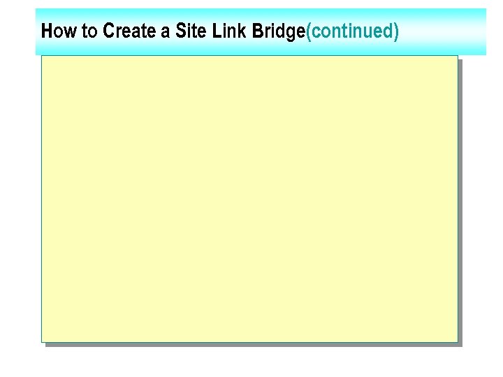 How to Create a Site Link Bridge(continued) 