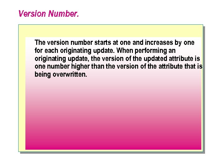 Version Number. The version number starts at one and increases by one for each